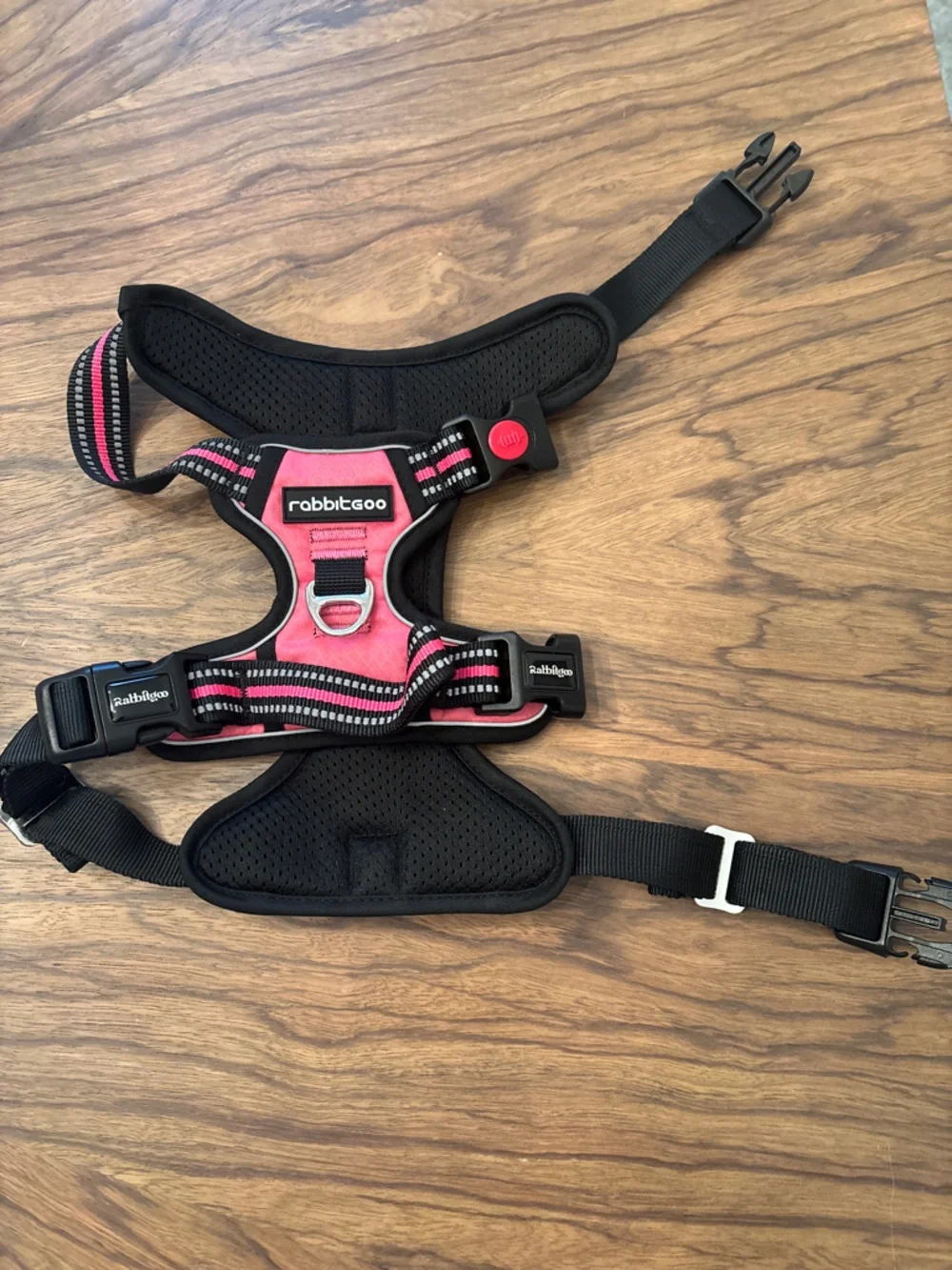 rabbitgoo Pink & Black Padded Dog Harness